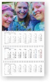 Sekciju sienas kalendārs ar noplēšamām mēnešu lapām 300x520mm, 1+3 daļas