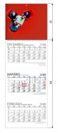 Sienas kalendārs ar noplēšamām mēnešu lapām 290x850mm, 1+1 daļas, garais